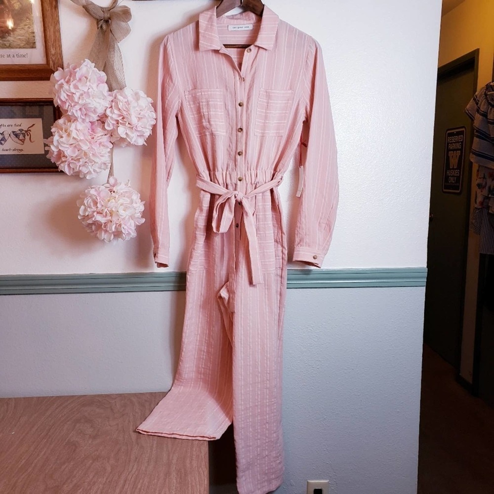 The Good Jane Womens Sweet Petals Medium Jumpsuit Pink Ivory